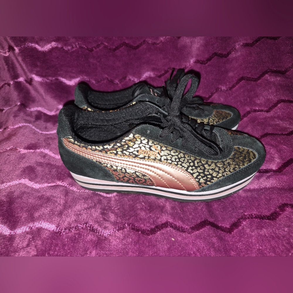 Puma sf77 platform sneakers shoes animal print size 7.5 women's